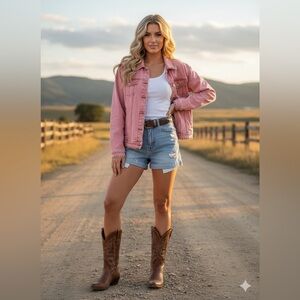 POL Women's Pink Jean Jacket